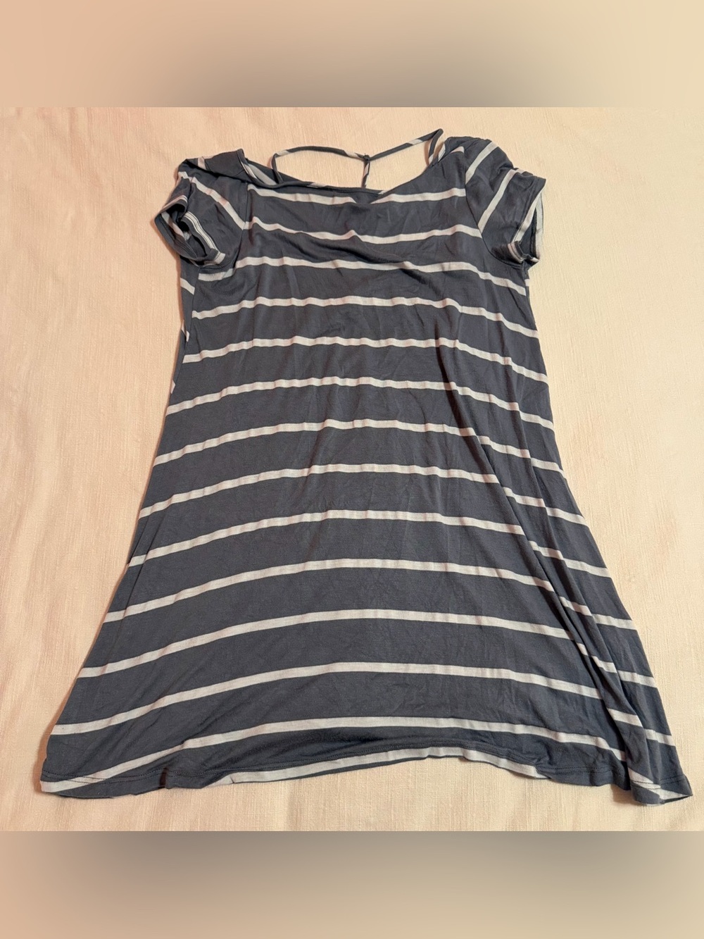 Impressions Blue and White Striped Tunic with Back Strap